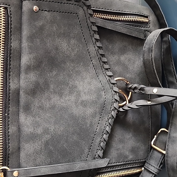 Grey faux leather cross body purse - Picture 2 of 6